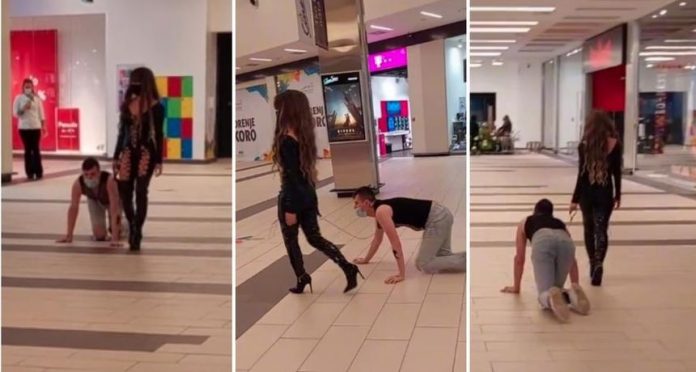 Prošetala momka kao psa na uzici (Foto)